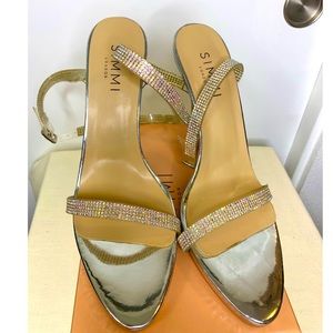Simmi London Savannah silver clear diamond heels.